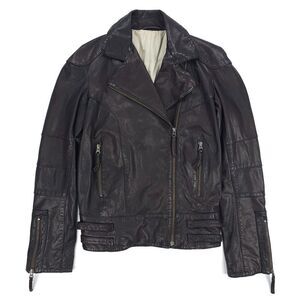 Genuine Leather Biker Jacket Classic Moto Grunge 90s Y2k Indie Punk Edgy Brown